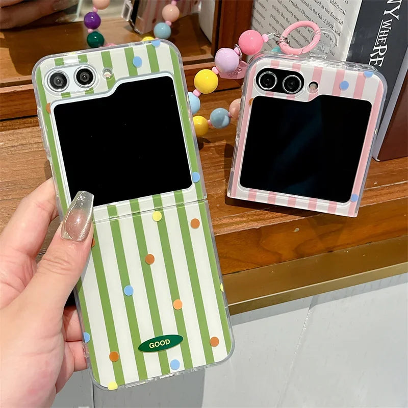 Simple Stripes Polka Dot Phone Case For Samsung Galaxy Z Flip 6 ZFlip5 Shockproof Cover for Samsung ZFlip 4 3 7 Shell Fundas