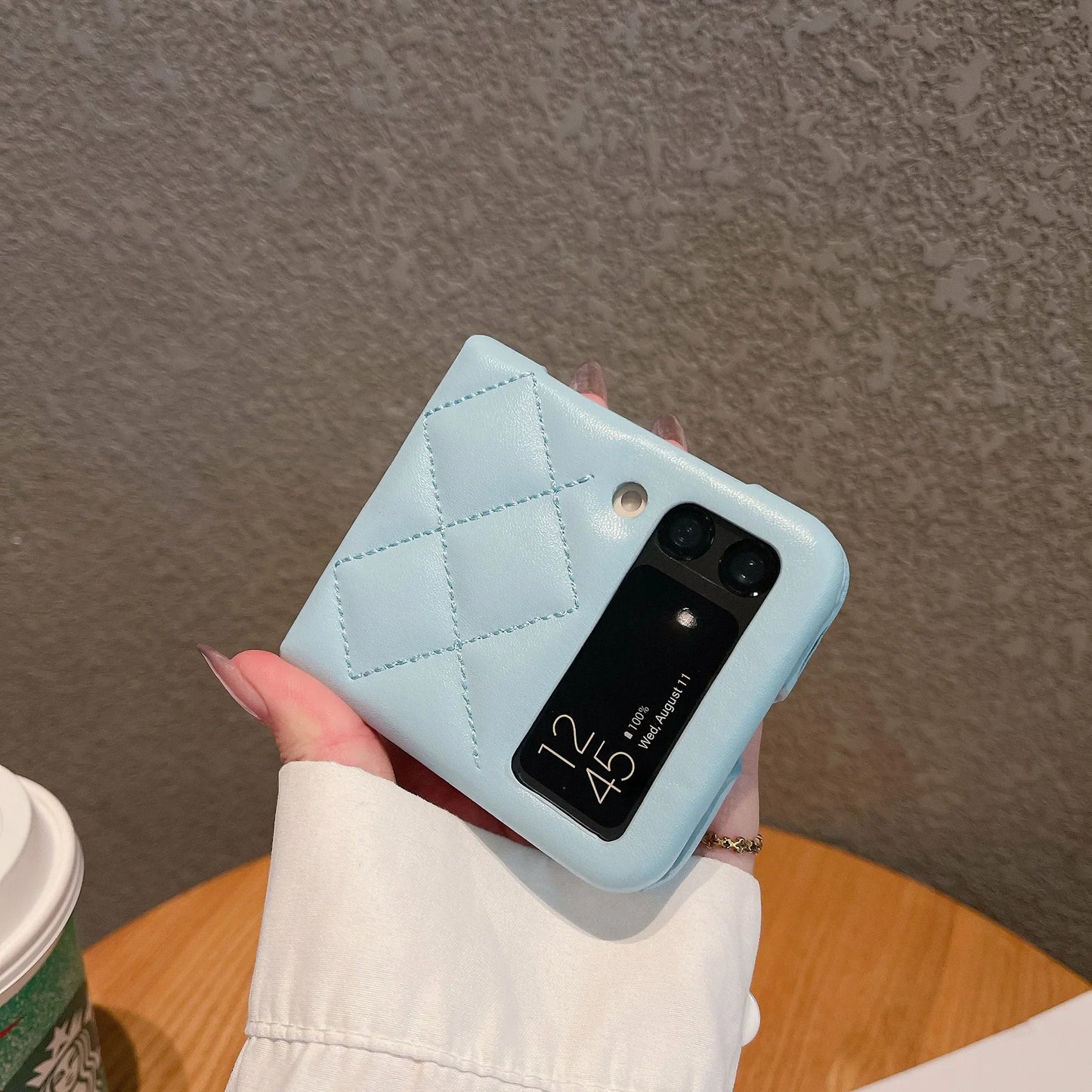 Luxury Leather Cover For Samsung Galaxy Z Flip 3 4 5 6 Flip5 Flip6 5G Rhombus Lattice Card Slot Holder Bag Wallet Phone Case