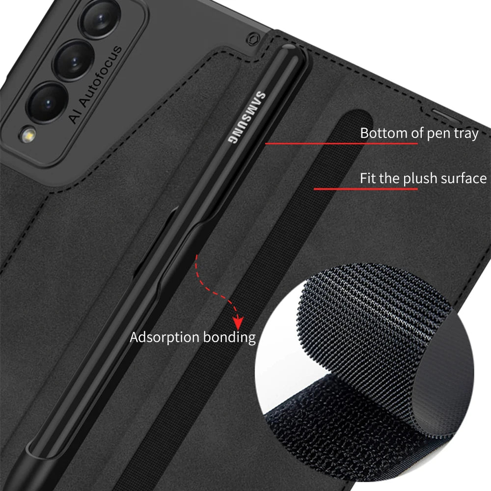 GKK Original Case For Samsung Galaxy Z Fold 4 5 6 5G Case Leather Pen Holder Armor Back Protection Hard Cover For Samsung Z Fold