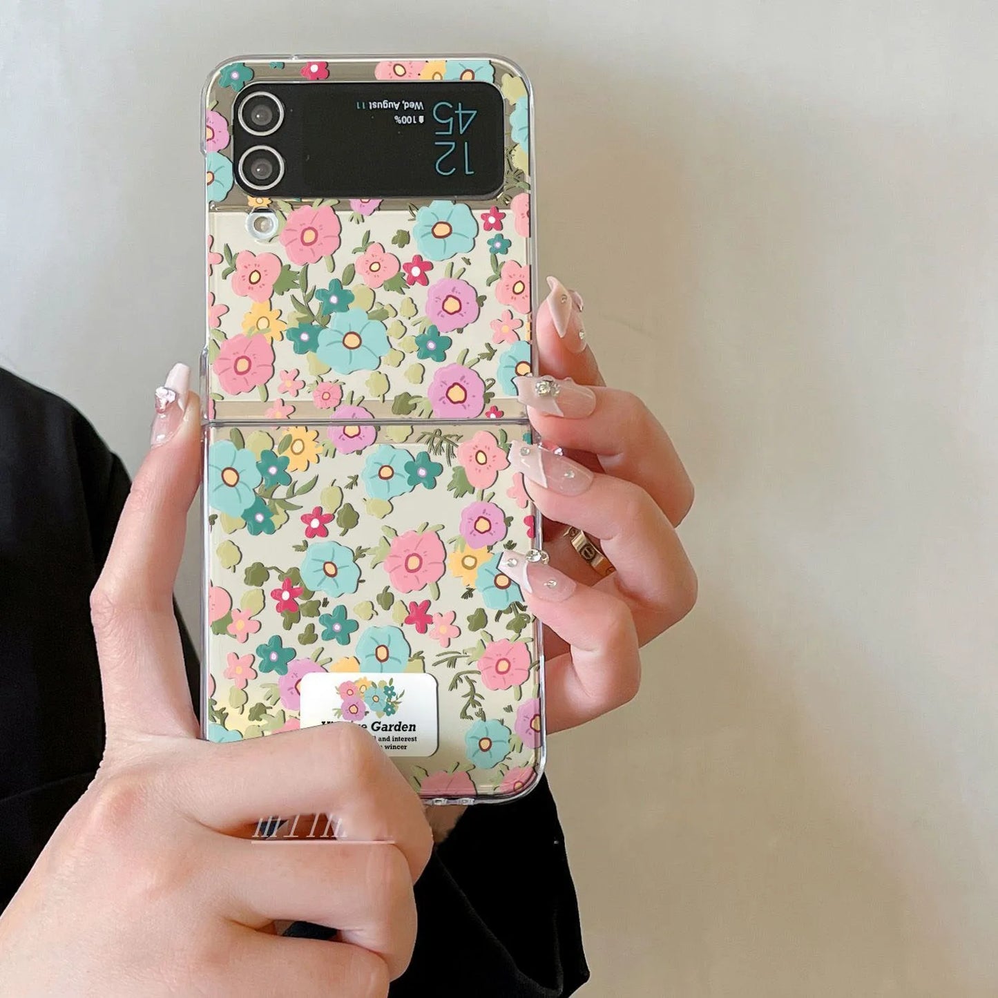 Ins Flower Transparent Phone Case For Samsung Galaxy Z Flip 6 7 ZFlip 5 Hard Clear Folding Cover for Samsung ZFlip 7FE 4 3 Shell