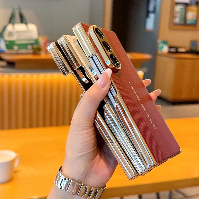 For Samsung Galaxy Z Fold 7 Case Luxury Plating Hard PU Fashion Protective Back Cover Case For samsung Z Fold 7 Phone Shell