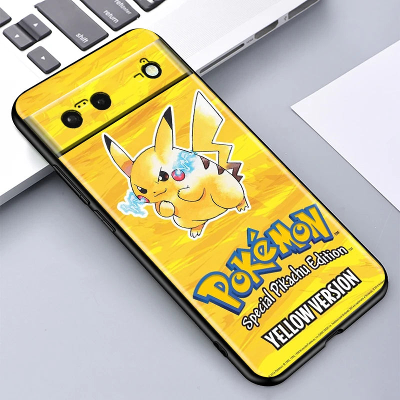 Cartoon P-Pokemon P-Pikachus For Google Pixel 9 8 7A 7 6A 6 5A 5 4 4A XL 5G Black Silicon Shockproof Shell Funda Phone Case