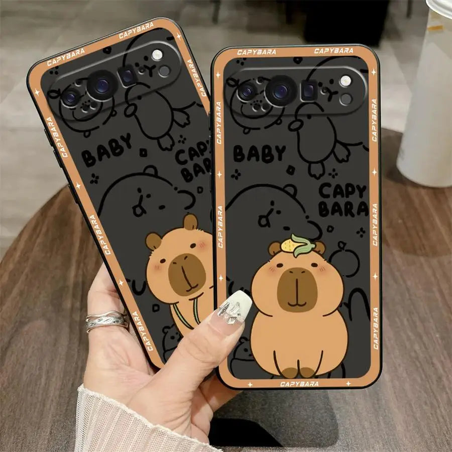 Cute Cartoon Capybara Phone Case for Google Pixel 6 7 8 Pro 8a 6a 10 9 Pro XL 7a 9a Soft Cover
