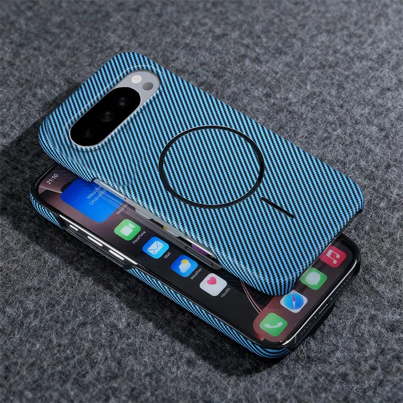 Carbon Fiber Magnetic For Magsafe Case For Google Pixel 10 9 Pro XL 10ProXL 9ProXL 9A Wireless Charger PC Frameless Phone Cover