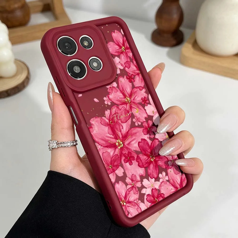 Beautiful Floral Pattern Cover For Motorola Moto G86 G85 G75 G56 G35 G24 G06 Edge 70 60 50 Fusion Eye Ladder Phone Case