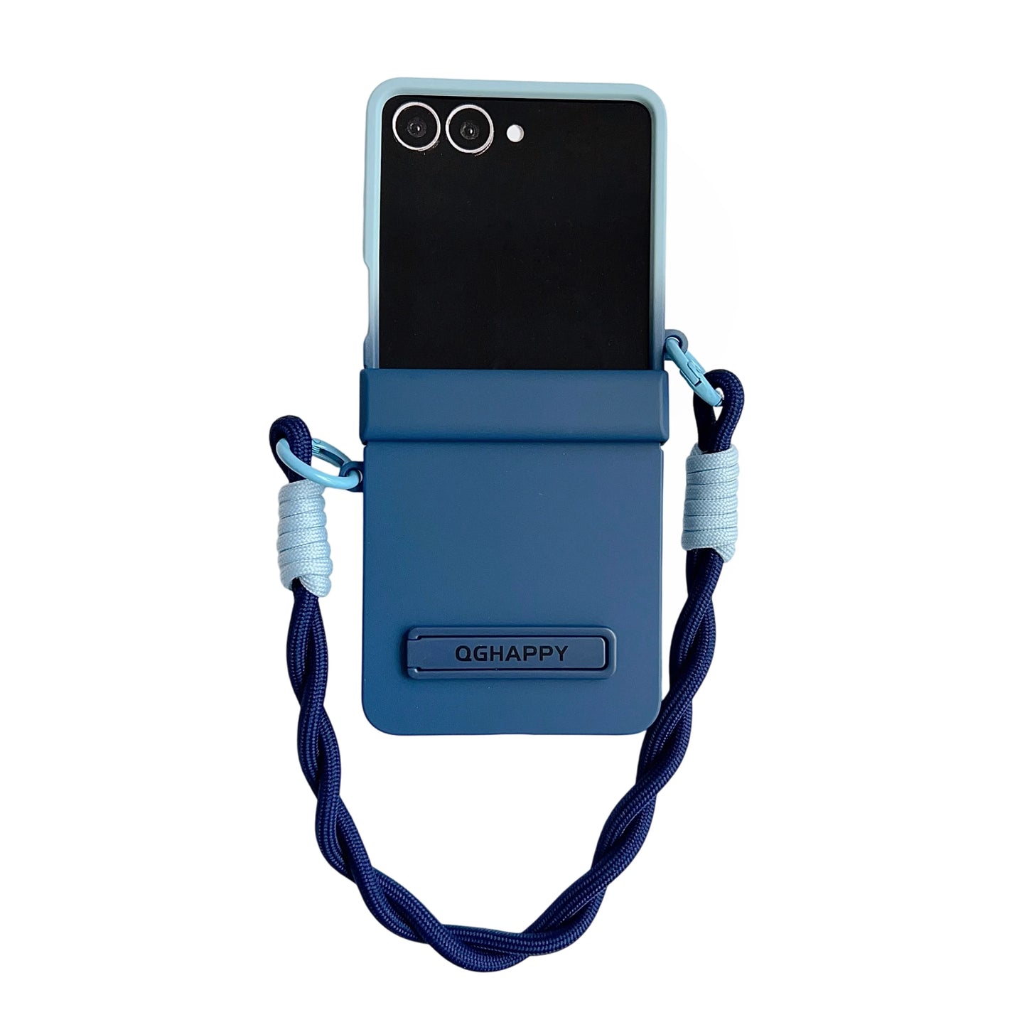 Korean Cute Gradient Color Phone Case For Samsung Galaxy Z Flip 7 6 5 4 3 ZFlip7 Flip6 5G Anti-lost Hand Strap Holder Back Cover