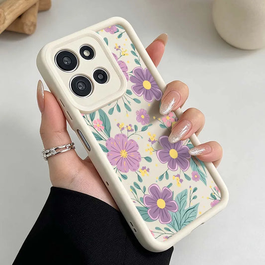 Exquisite Floral Pattern Cover For Motorola Moto G86 G85 G75 G56 G35 G24 G06 Edge 70 60 50 Fusion Eye Ladder Phone Case