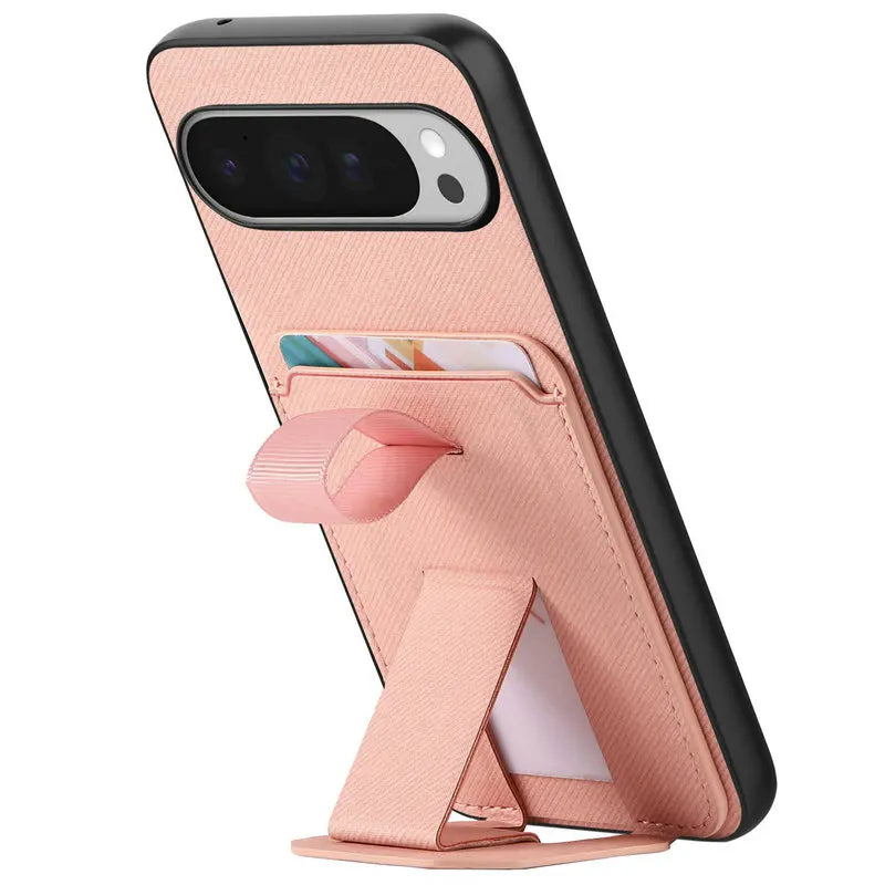 Business Retro Fabric Texture Phone Case for Google Pixel 11 Pro XL 9 10 Pro Foldable Card Slot Kickstand Ring Shockproof Cover