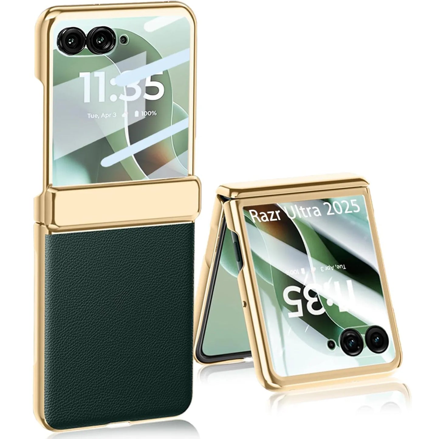Electroplated Hinge Phone Case Screen Lens Protector For Motorola Razr Ultra 2025 Razr 2024 PU Leather Hard Back Cover