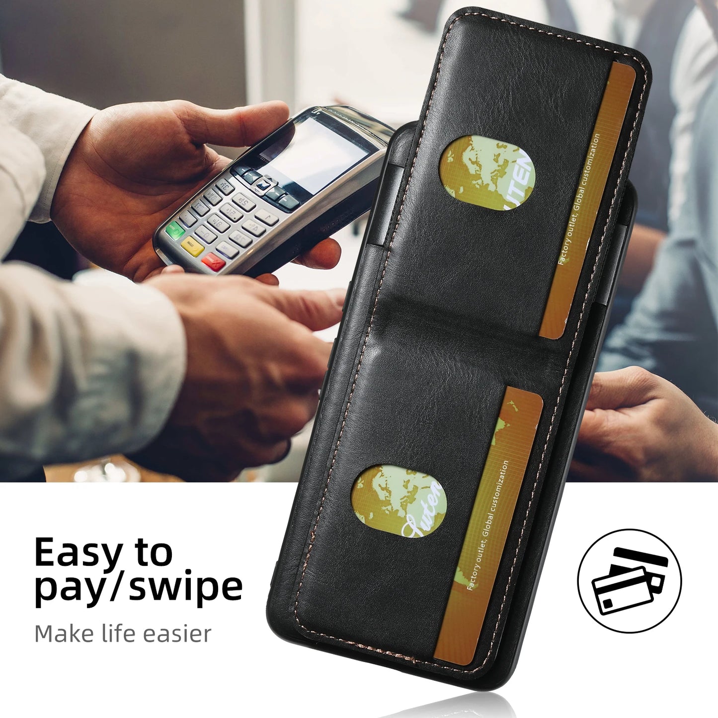 SUTENI Card Holder Phone Case Luxury Faux Leather Stand For Google Pixel 10ProXL 9 8A 7 6