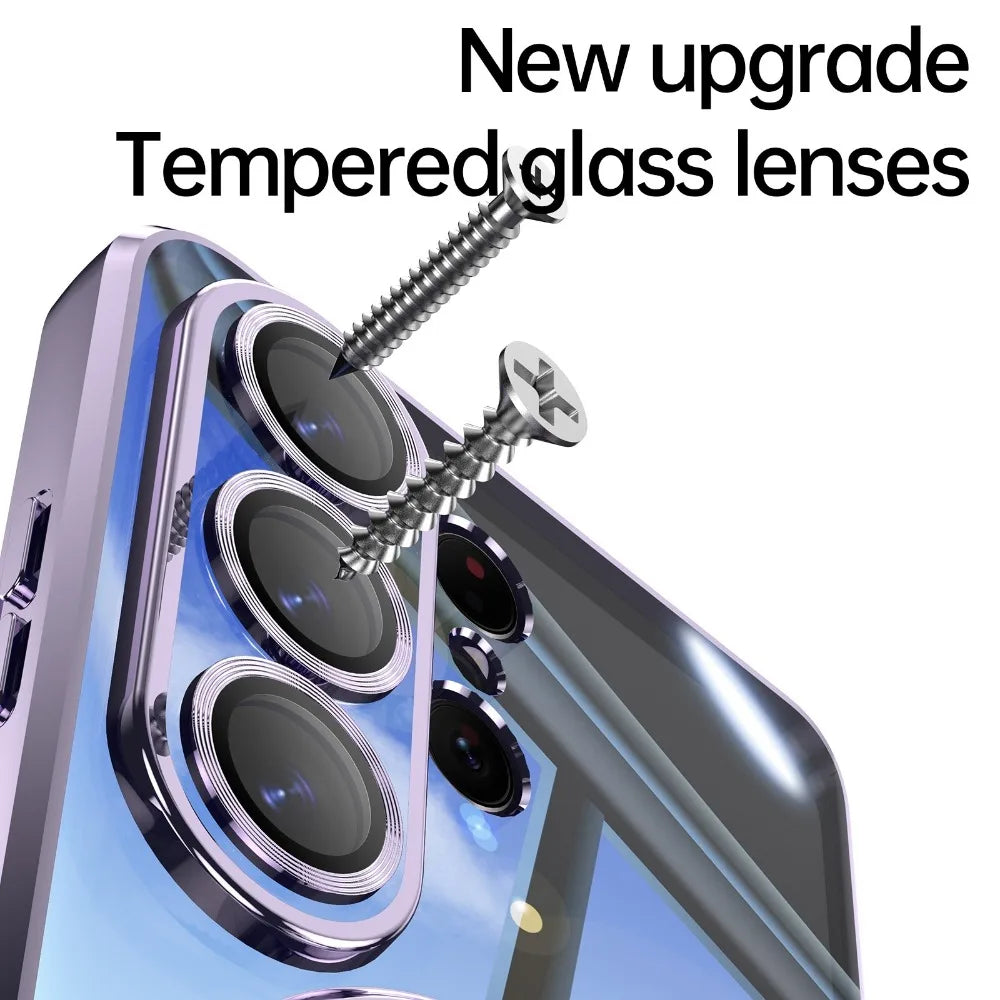 Transparent for Magsafe Stand Plating Case for Samsung Galaxy S26 Ultra Magnetic Bracket Lens Film Cover for Samsung S26 Plus