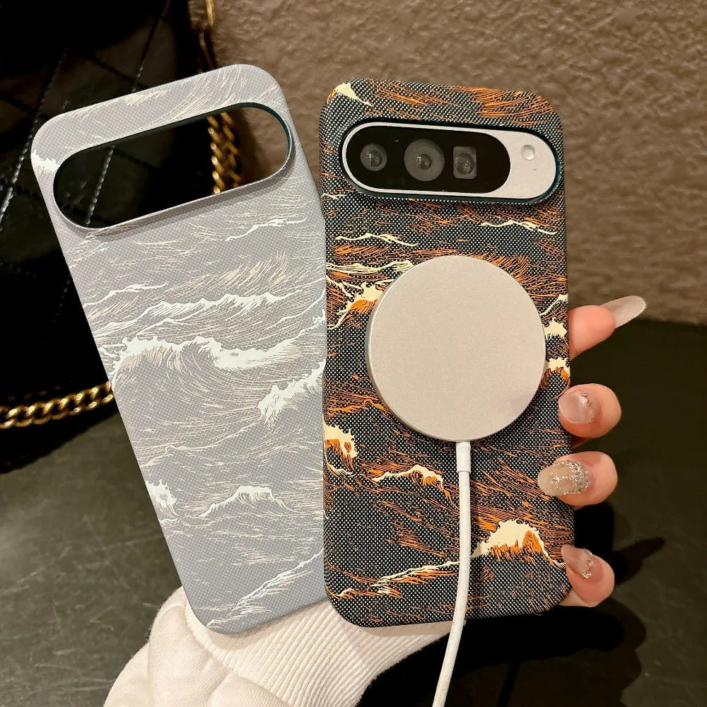 Luxury Kevlar Pattern Leather for Magsafe Wireless Charging Phone Case for Google Pixel 7 8 9 10 Pro XL 10A 9A Magnetic Cover