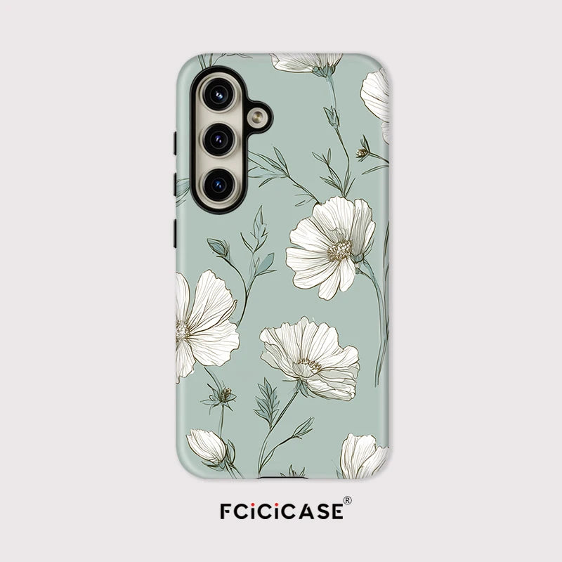 Fcicicase 2 in 1 PC TPU Soft Phone Case For Samsung Galaxy A56 A36 A26 A16 5G Shockproof Matte Flower Pattern Protective Cover