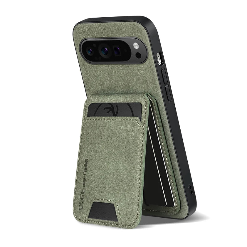 New Soft TPU Solid Color Leather Wallet Card Slot Bracket Shockproof Phone Case For Google Pixel 9 8 7 Pro XL 9A 8A 7A Back Case