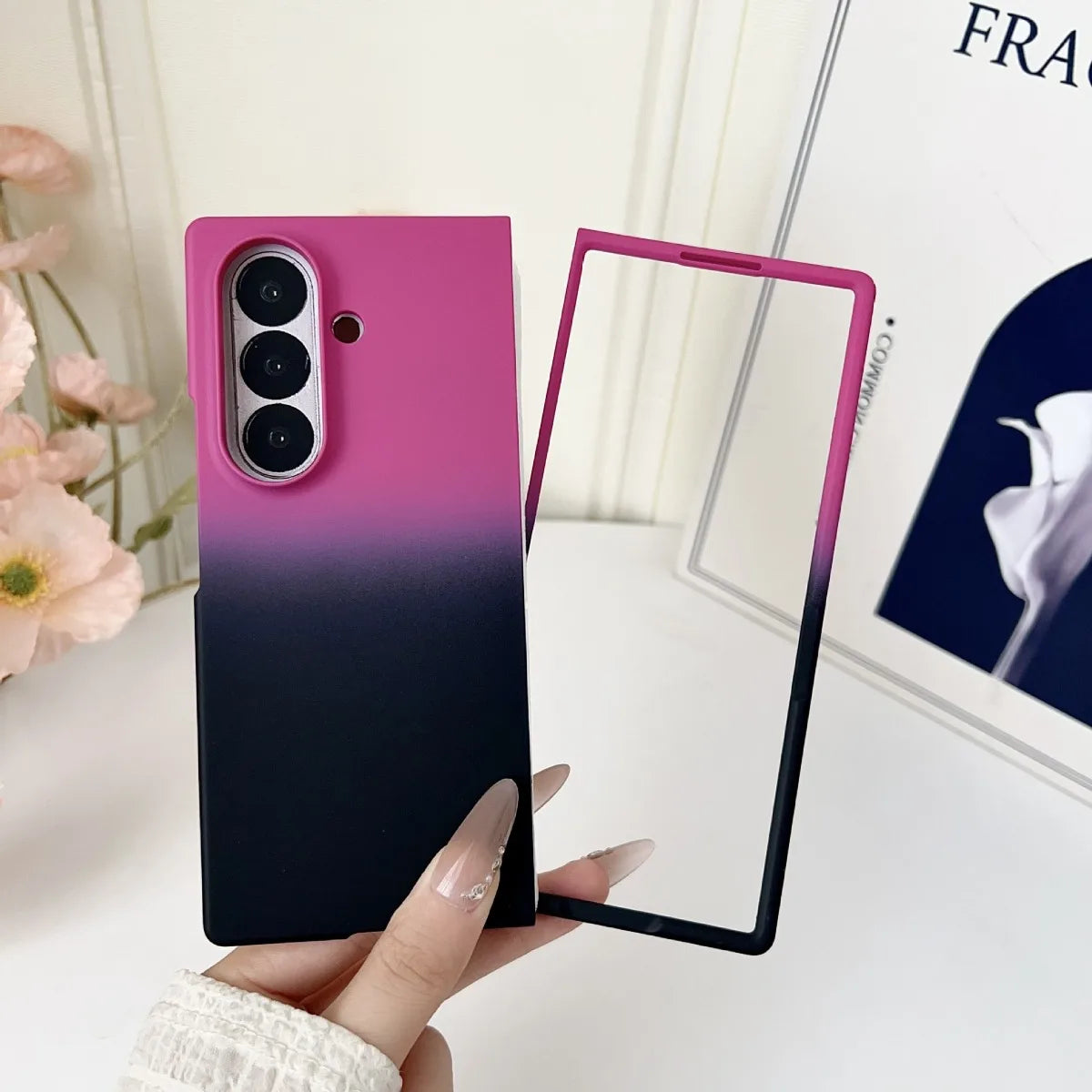 Gradient Colorful Plastic Hard Shell Phone Case for Samsung Galaxy Z Fold 7 6 5 4 3 ZFold7 Fold6 Anti-Drop Protection Back Cover