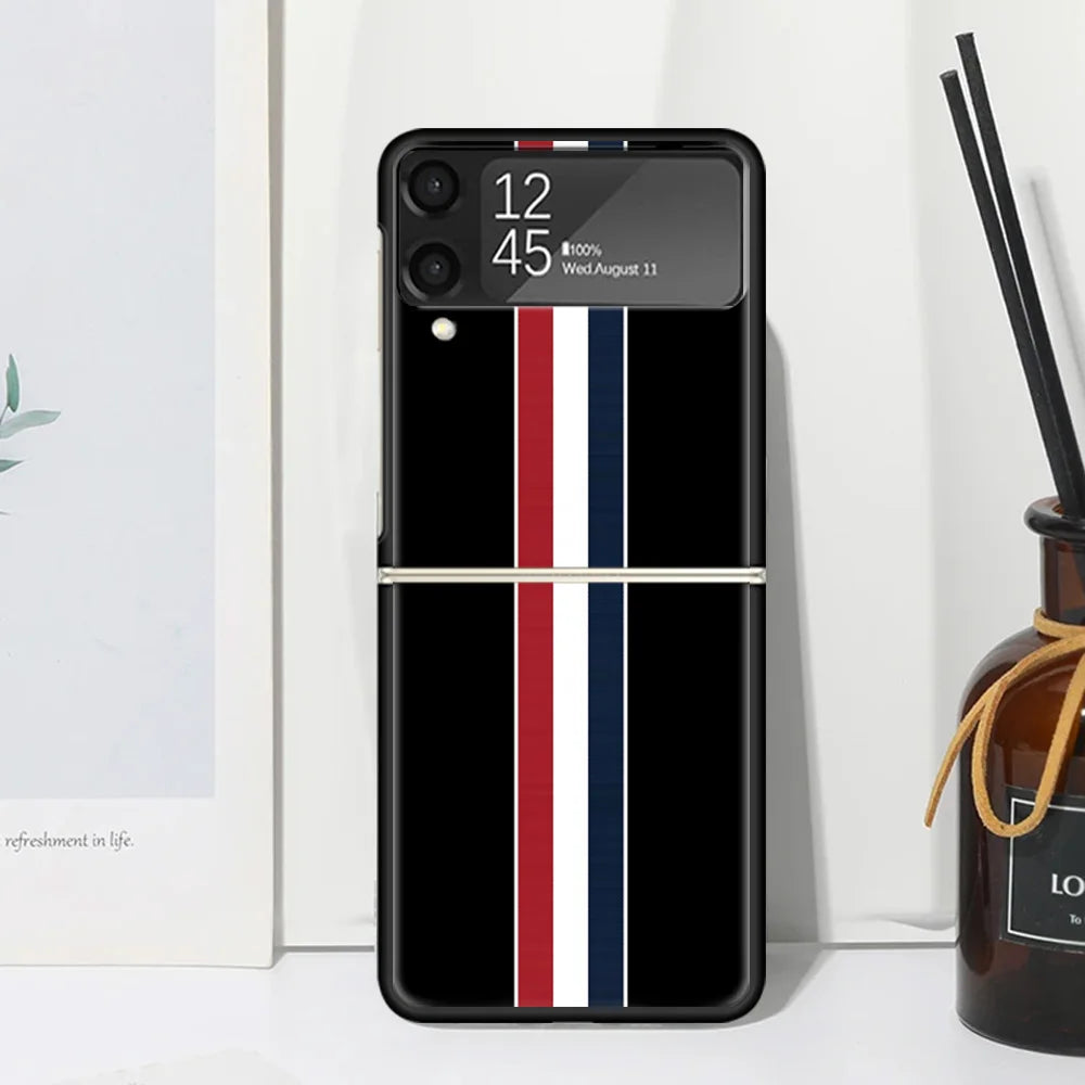 Luxury Sports Line Cool Stripes Phone Case For Samsung Galaxy Z Flip 7 Flip7 Zflip 6 Flip6 5 Flip5 4 Flip4 3 Flip3 5G Fundas Bla
