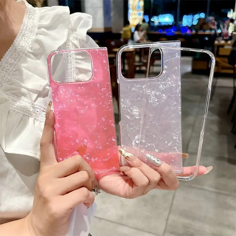 For Google Pixel 10 Pro Fold Case Fashion Flower Print Phone Back Cover Dreamy Pearl Glitter Shockproof Hard Shell