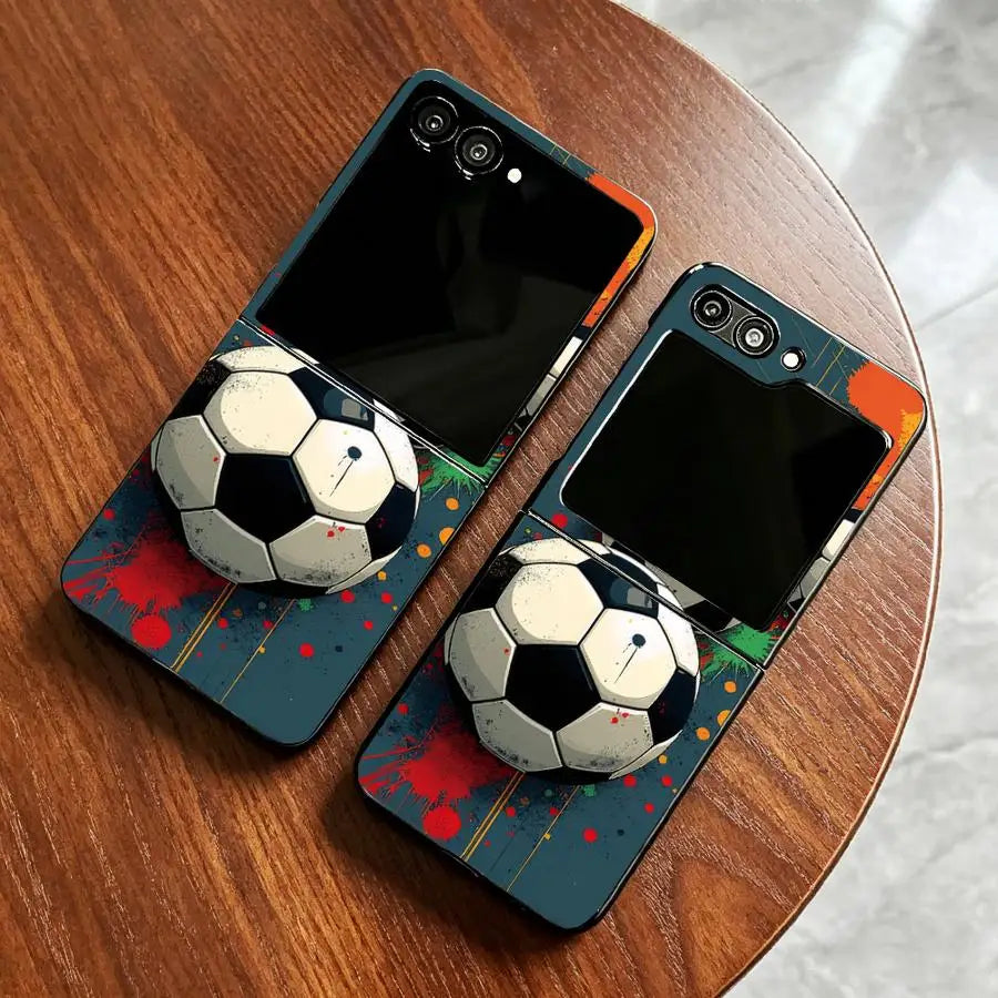 Phone Cover Case for Samsung Galaxy Z Fold 7 6 5 4 3 Z Flip 7 6 5 4 3 Soccer Ball Art
