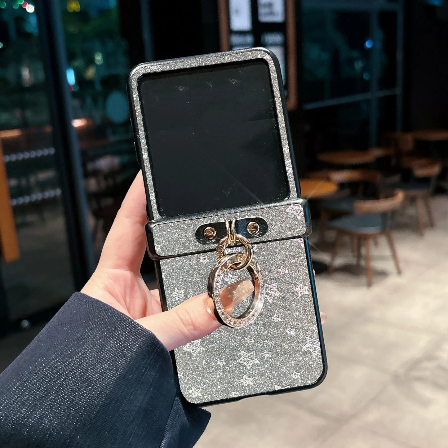 Luxury Twinkle twinkle Stars Phone Case for Motorola Razr 50 60 Ultra 2024 2025 + 2024 + 2025 with an Diamond-Plated Ring Buckle