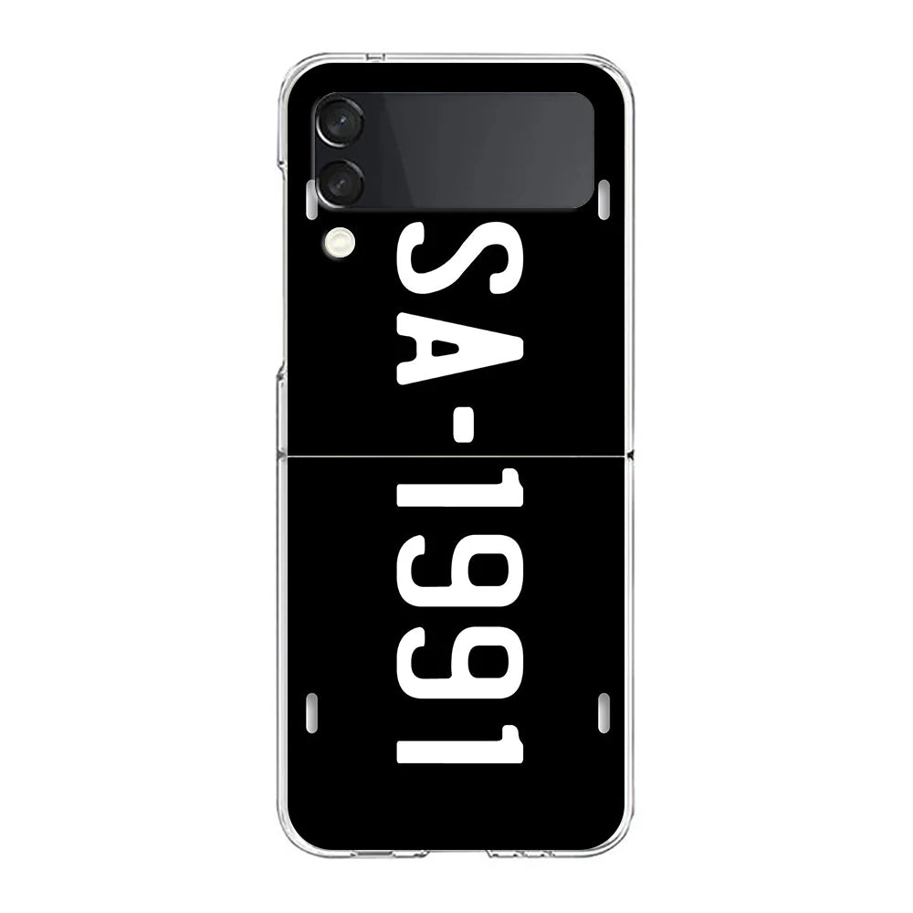 Retro Vintage License Plate Phone Case For Samsung Galaxy Z Flip 7 6 5 4 3 For Samsung Flip7 Flip6 Shockproof Hard Folding Cover