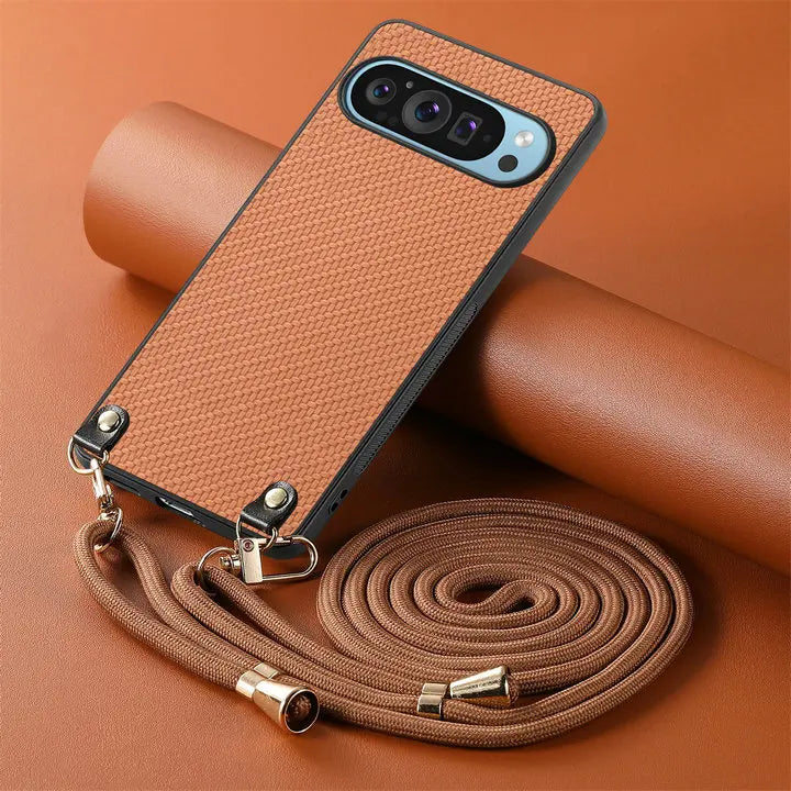 Luxury Case For Google Pixel 11 Pro XL 5G Crossbody Strap Armor Leather Back Etui Pixel 11 Pro Shockproof Funda