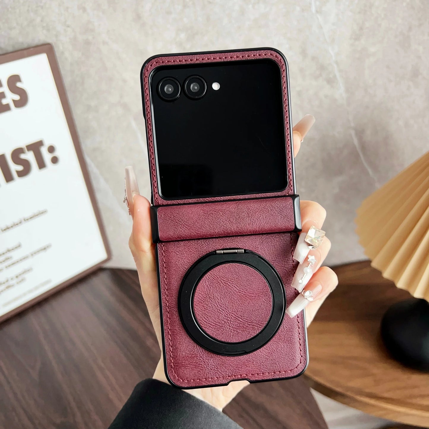 For Magsafe Holder Phone Case For Motorola Razr 60 50 Ultra Leather Hinger Protective Cover For Motorola Razr 40 Ultra Funda