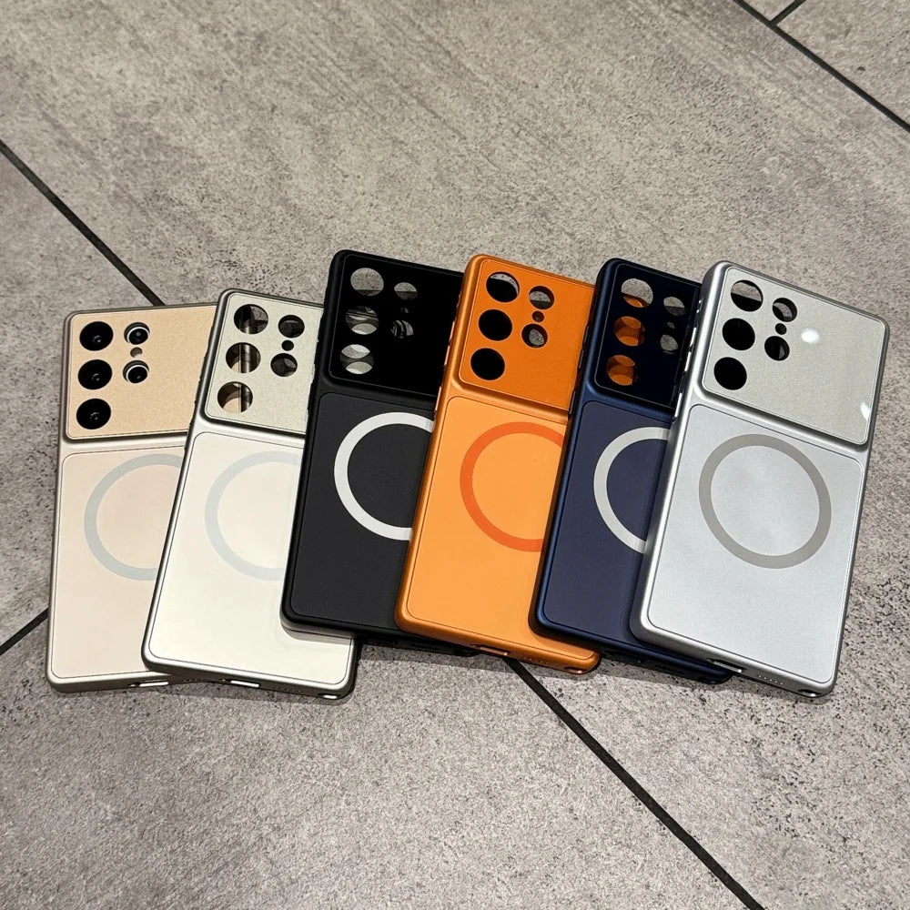 Luxury Original Temper Glass for Magsafe Phone Case For Samsung Galaxy S23 S24 S25 S26 Ultra s26plus Magnetic Charger Hard Cover