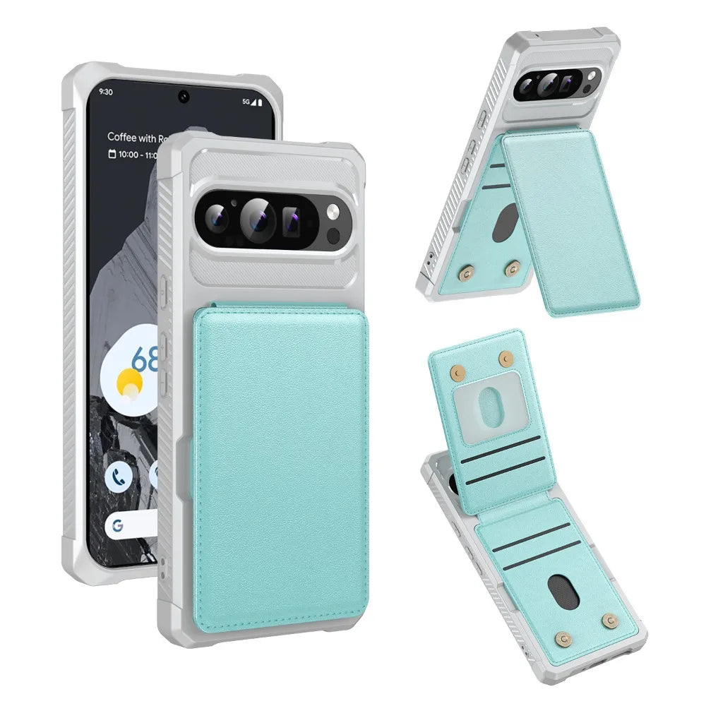 Card Slots Magnetic Foldable Kickstand Case for Google Pixel 11 10 9 Pro XL 8 7 Pro 10A 9A 8A 7A Luxury PU Leather Wallet Cover