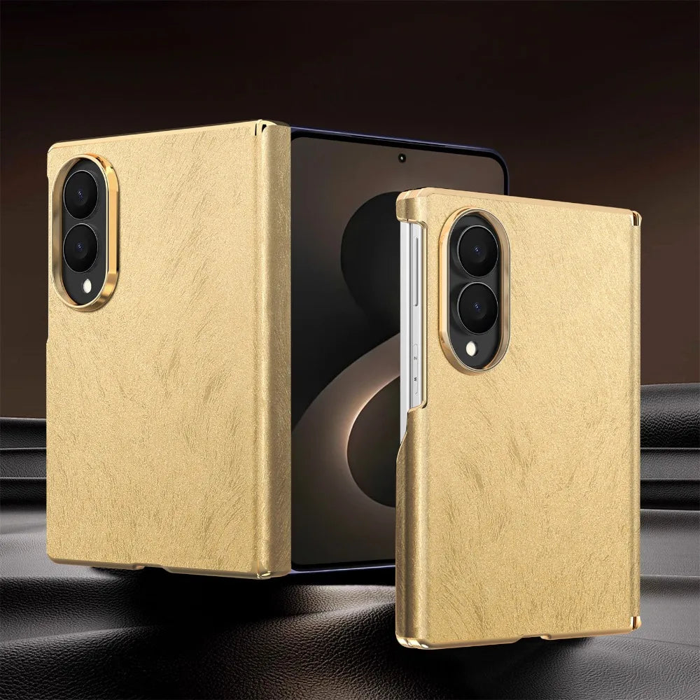 Luxury Velvet Leather for Magsafe Magnetic Case for Samsung Galaxy Z Fold 8 Ultra 7 6 Plating Lens Dual-axis Hinge Protect Cover