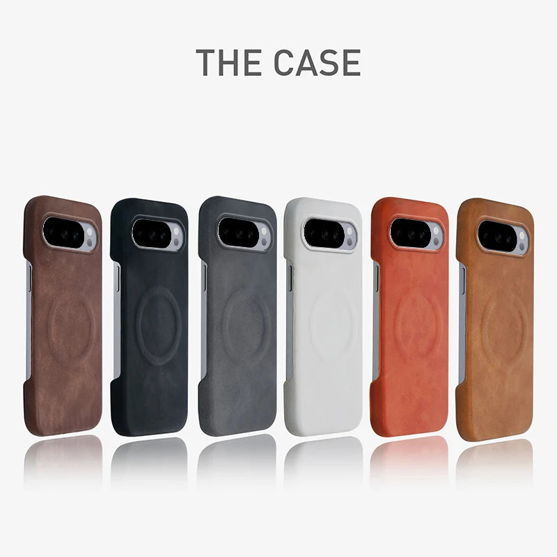 Luxury Matte Leather Case For Googel Pixel 9a Pro XL Magsafe Magnetic Wireless Charge Case For Pixel 10 Pro XL Shockproof Cover