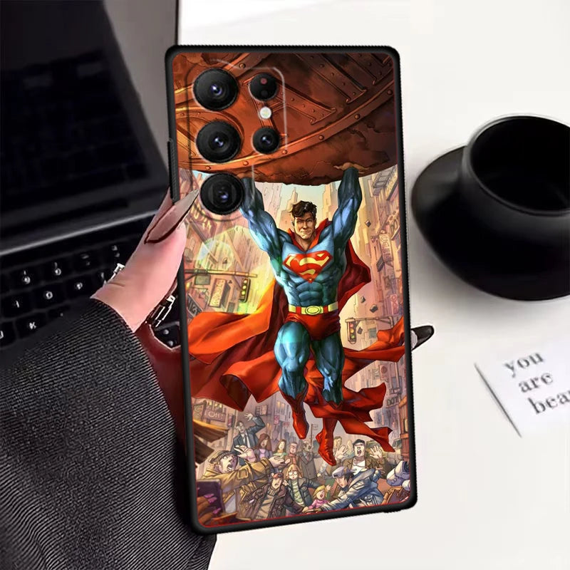 Luxury S-Supermans Comics Cool For Samsung Galaxy S24 S23 S22 S21 S20 FE S10 S10E Plus Ultra Pro Lite 5G Black Funda Phone Case