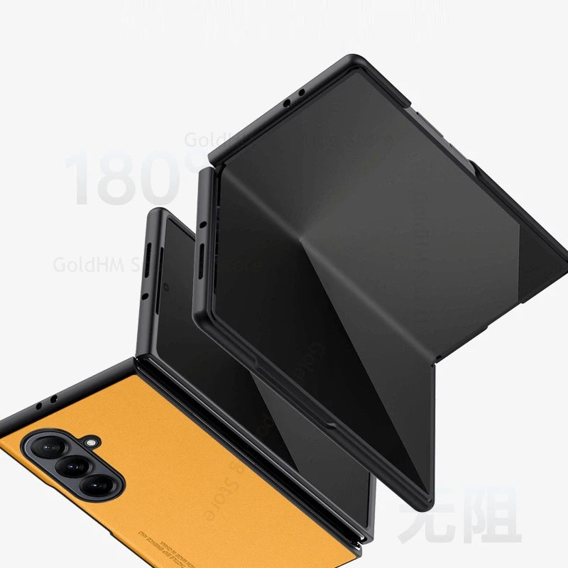 Capa For Samsung Z Fold 7 6 5G Pure Color Leather Shockproof Phone Case For Galaxy Z Fold7 fold 6 5 4 3 Hard PC Protective Cover