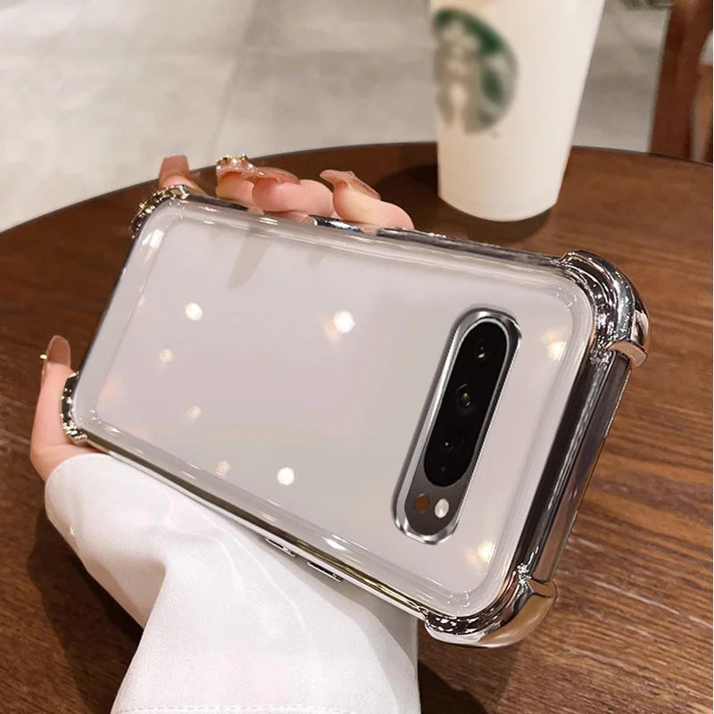 For Google Pixel 10 Pro XL 9A Lens Protection Plating Transparent Silicone Airbag Shockproof Cover Bumper For Pixel 9 Pro XL