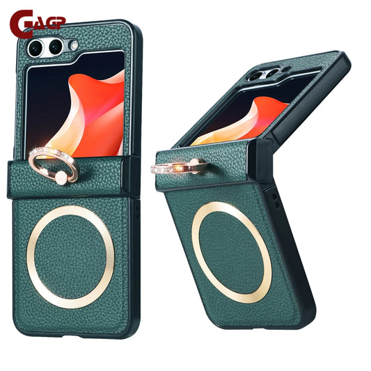 Grain Of Cloth Diamond Ring Bracket Case for Samsung Galaxy Z Flip 3 4 5 6 7 ZFlip 7 Flip 7FE Finger Ring Magnetic Stand Cover