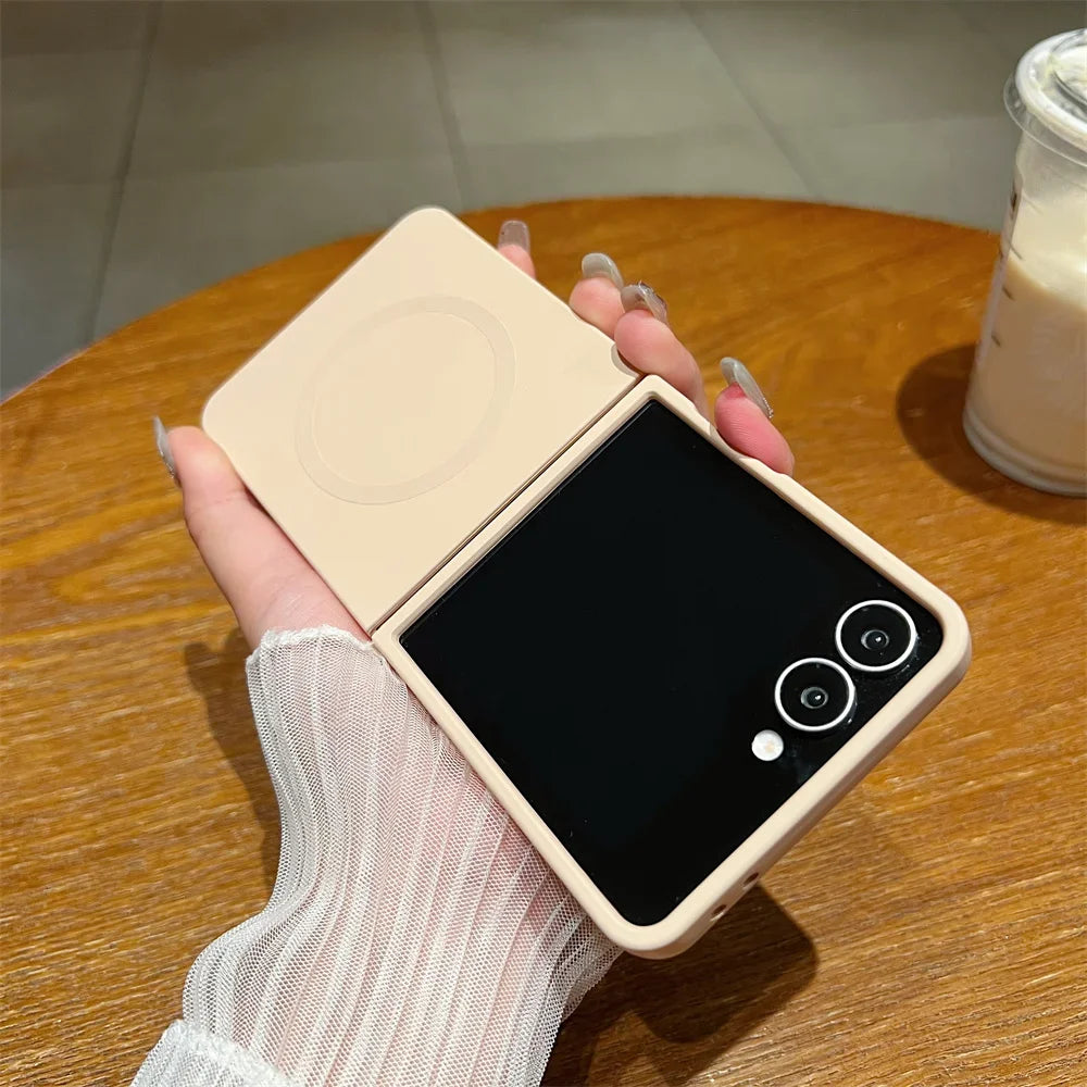 Liquid Silicone Soft Magnetic Phone Case for Samsung Galaxy Z Flip 7 6 5 4 3 5G Wireless Charging Shockproof Protection Cover