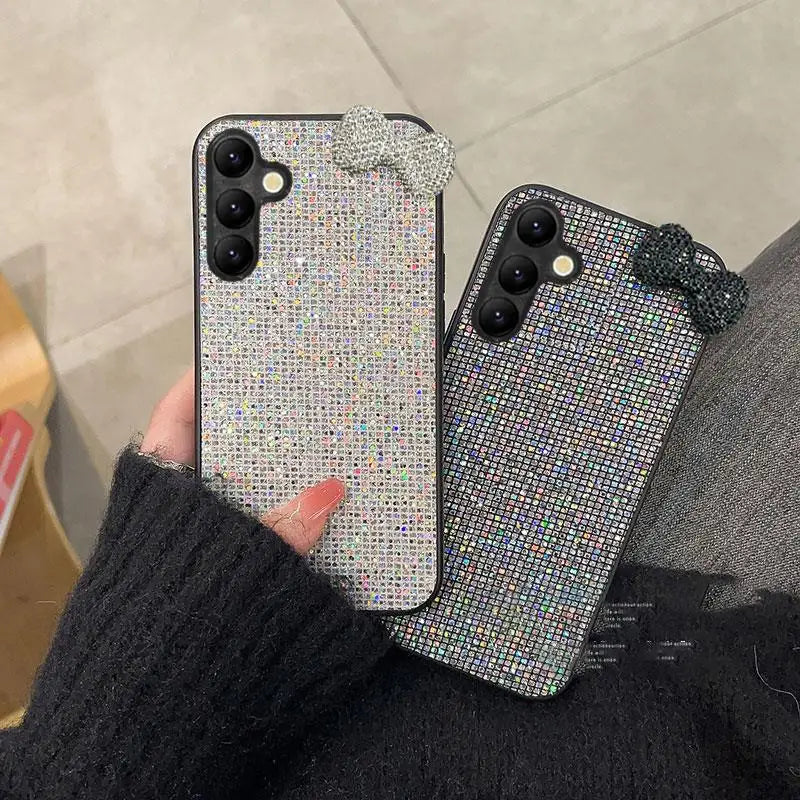 Luxury Shiny 3D Diamond Bowknot Phone Case For Samsung Galaxy S25 Ultra S24 S23 S22 Plus FE S25Edge Lovely Soft Cover