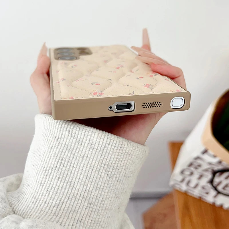 Luxury Leather Floret Bracelet Cover Case For Samsung Galaxy S25 Ultra S24 Plus S23 S24 S25 Mobile Phone Case