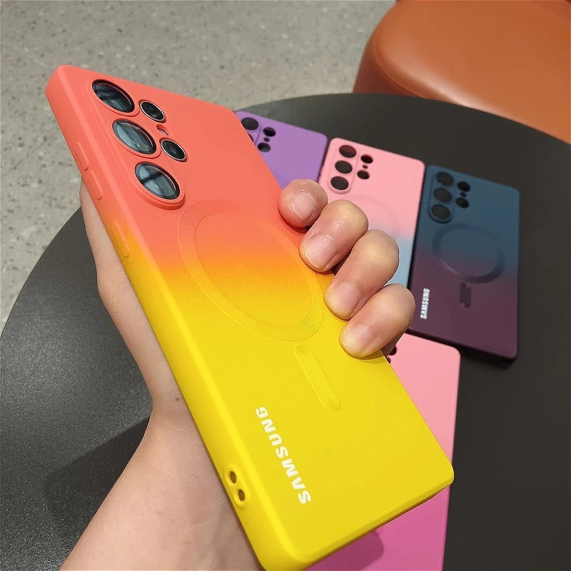 Comes With Lens Film Gradient Color Case For Samsung Galaxy S25 S24 S23 S22 S21 S20 Ultra Plus S21 S20 FE Soft Silicone Cover