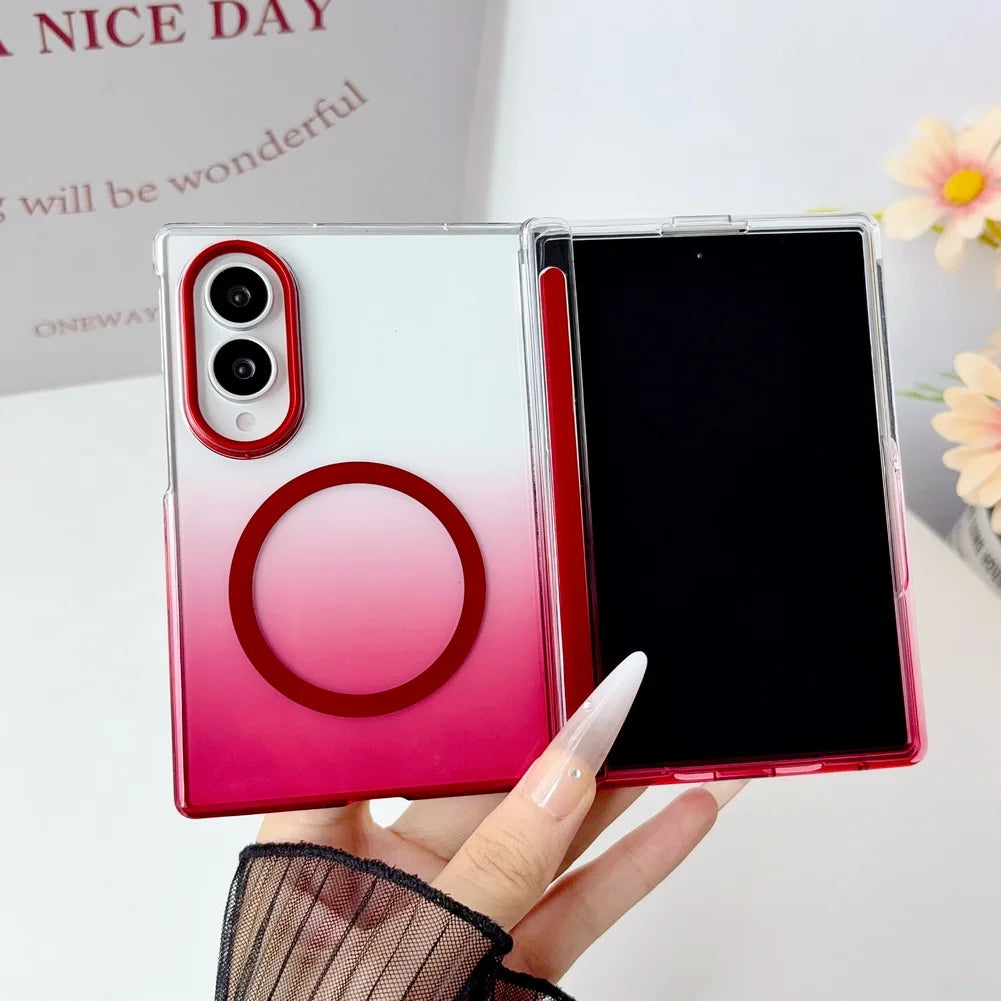 Luxury Gradient Color Clear Slim for Magsafe Case For Samsung Z Fold 8 Ultra 7 6 5 Fold8 Wide Ultra Thin Hinge Protection Cover