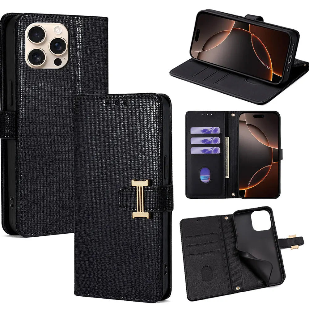 Metal Shoulder Strap Case for Google Pixel 10 Pro XL 10A 9 9A 8 8A 7 7A 6 6A Luxuty Crossbody Leather 3 Cards Wallet Flip Cover