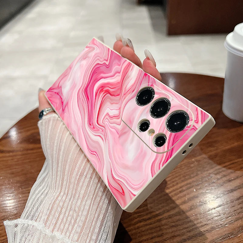 Marble Pattern Phone Case For Samsung Galaxy S24 S23 S22 Ultra S21 S20 FE A52 A53 A15 A16 A25 A35 A54 A55 5G Watercolor Cover