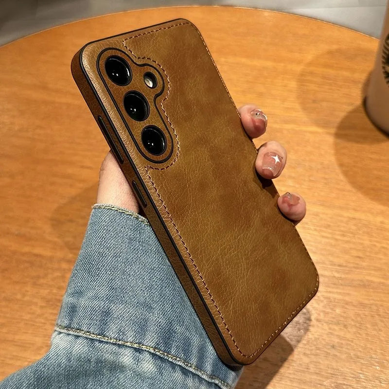Soft Leather Phone Case for Samsung Galaxy S25 S24 S23 Ultra S22 Ultra Cases for Samsung Galaxy S24 Plus Shockproof Back Cover
