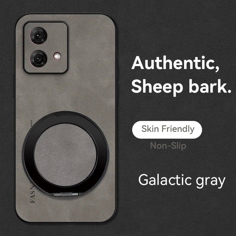 360° Degree Rotate holder Case For Motorola Moto Edge 60 Fusion 50 Ultra 40 neo 30 Sheepskin Leather Back Cover