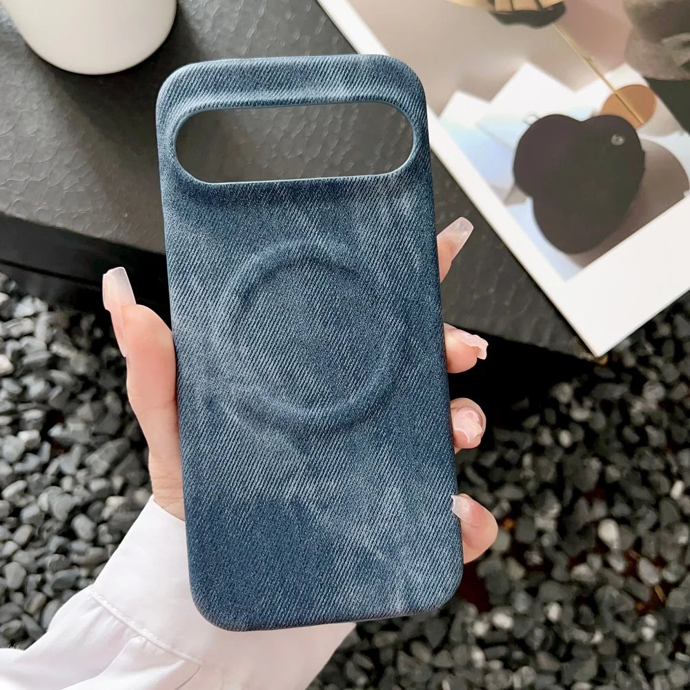Original Cowboy Leather Texture For Magsafe Phone Case For Google Pixel 11 10 9 8 7 A Pro XL Full Frosted Magnetic Bumper Cover