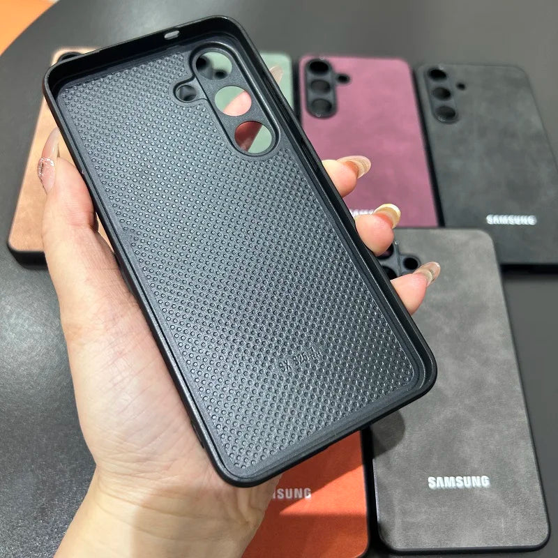 Luxury Sheepskin Leather Phone Case Samsung Galaxy S25Ultra S25 S24 S23 S22 S21 Ultra Plus S23FE S24FE Lambskin Soft Coque