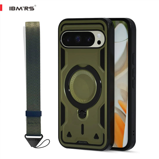 for Google Pixel 10 Pro XL Case, Shockproof Phone Cover with Magnetic Ring & Kickstand, Built-in Lanyard Hole