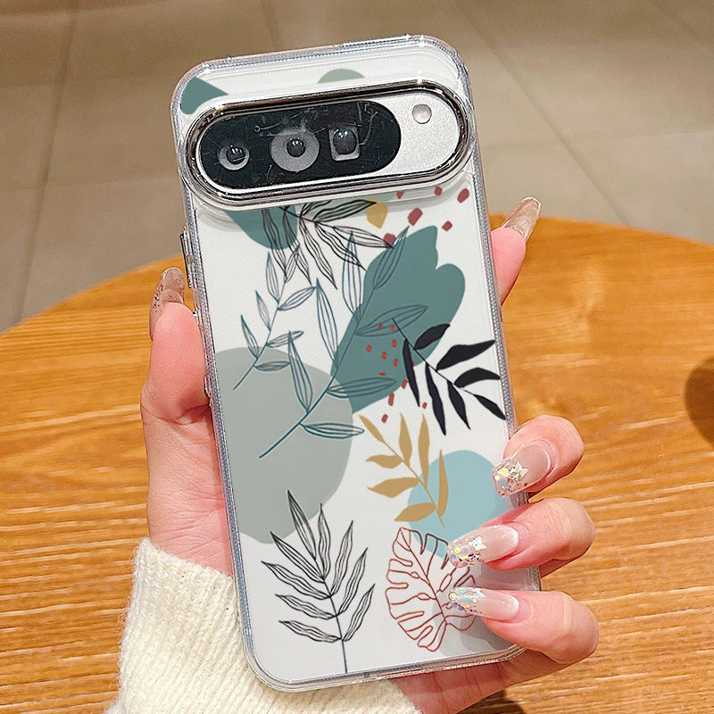 Colorful Floral Pattern Clear Phone Case For Google Pixel 10 9 8 7 Pro Pixel 9 10 Pro XL 7A 8A 9A Shockproof Soft TPU Back Cover