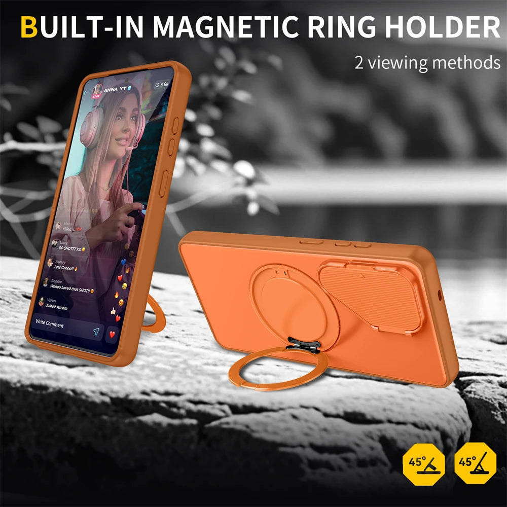 Camera Stand Bracket Protect Magnetic Case for Samsung Galaxy S26 Ultra S25 S24 Plus Edge A07 A17 A57 A36 A56 A16 A26 Cover
