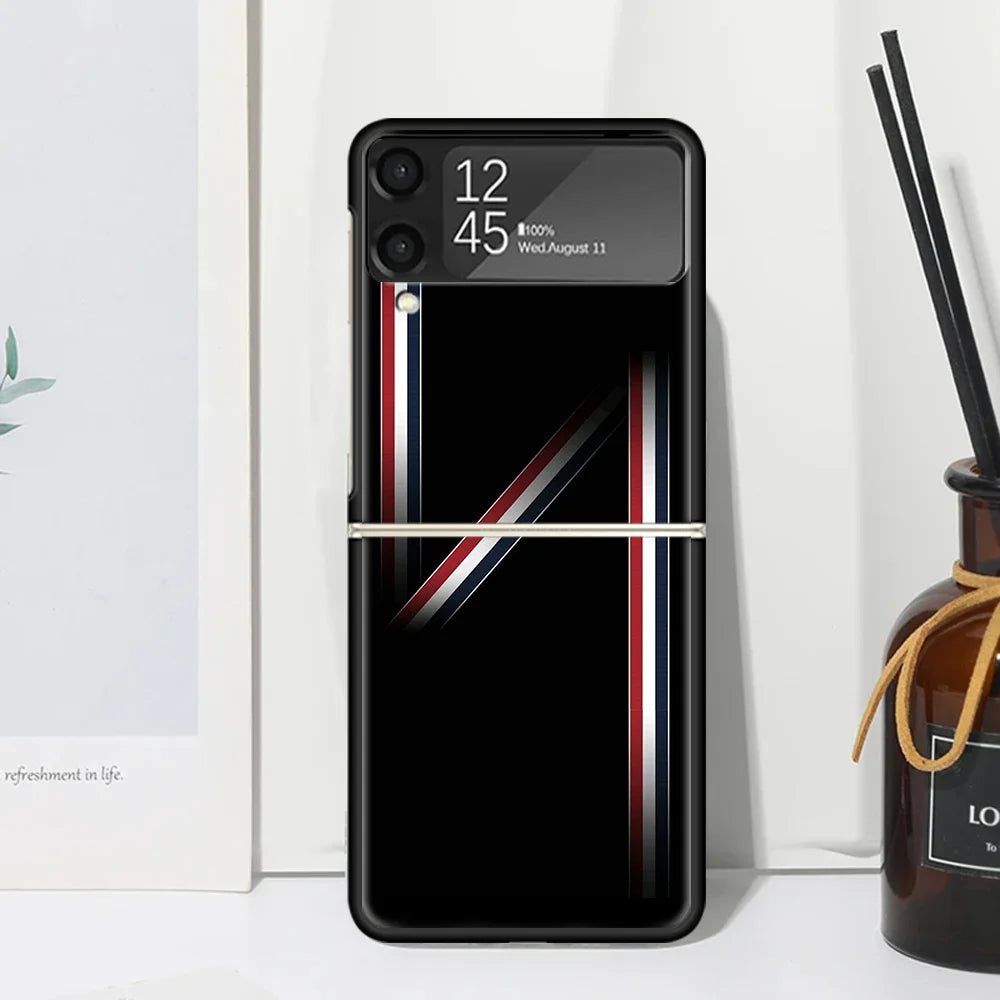 Luxury Sports Line Cool Stripes Phone Case For Samsung Galaxy Z Flip 7 Flip7 Zflip 6 Flip6 5 Flip5 4 Flip4 3 Flip3 5G Fundas Bla