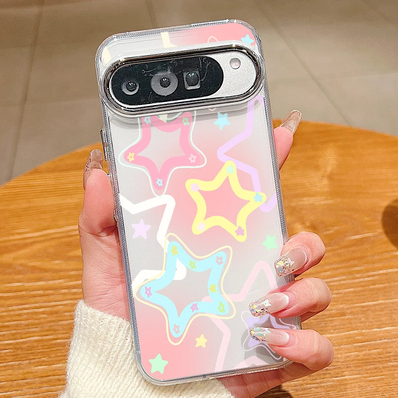Stars Pattern Clear TPU Phone Case For Google Pixel 10 9 8 7 Pro Pixel 9 10 Pro XL 7A 8A 9A Shockproof Soft Silicone Back Cover